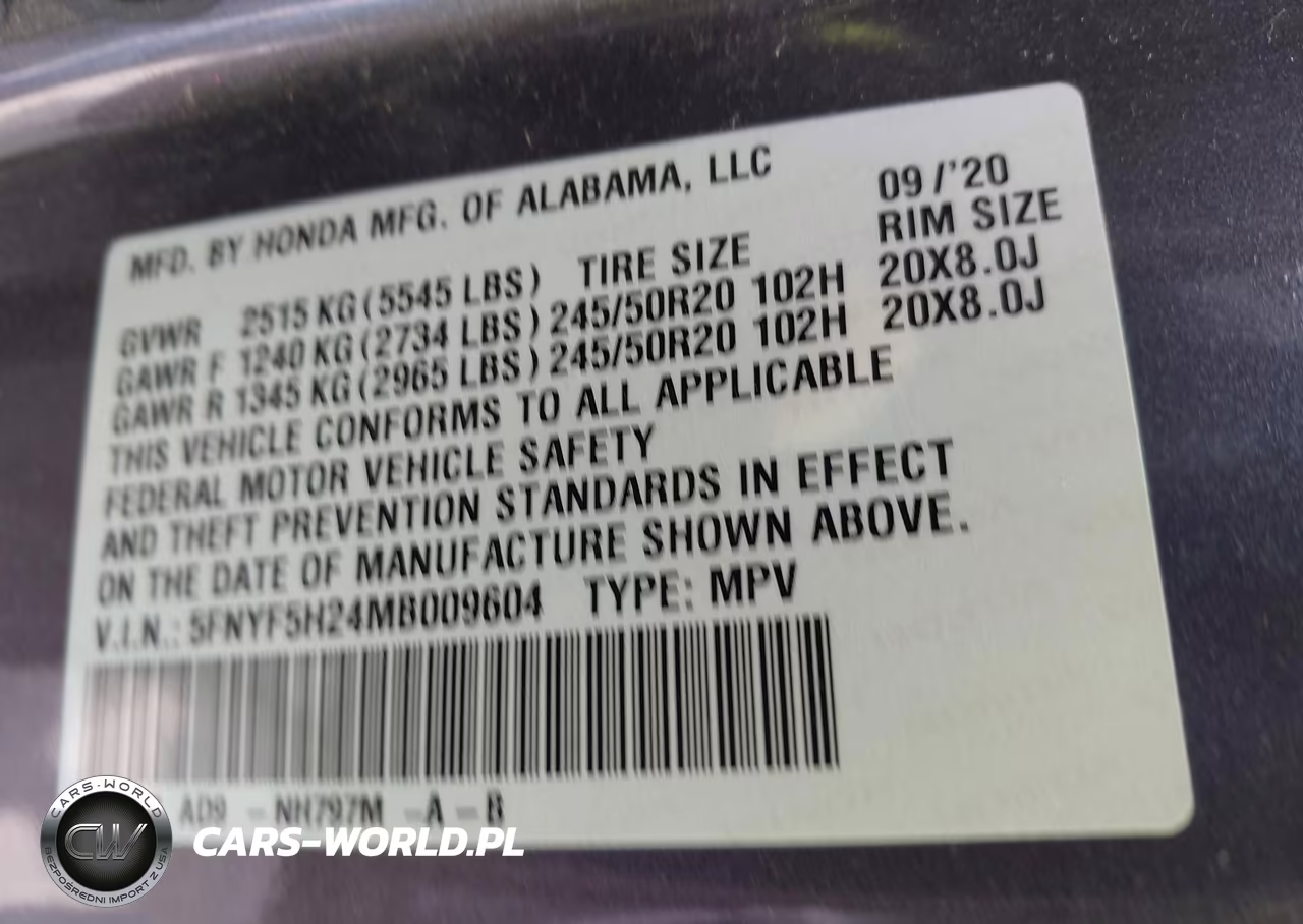 2021 Honda Pilot 2Wd Special Edition VIN:5FNYF5H24MB009604 - 9