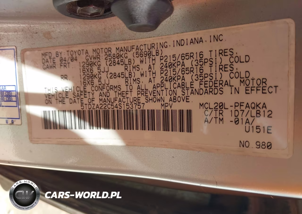 2004 Toyota Sienna Xle VIN:5TDZA22C54S153757 - 9