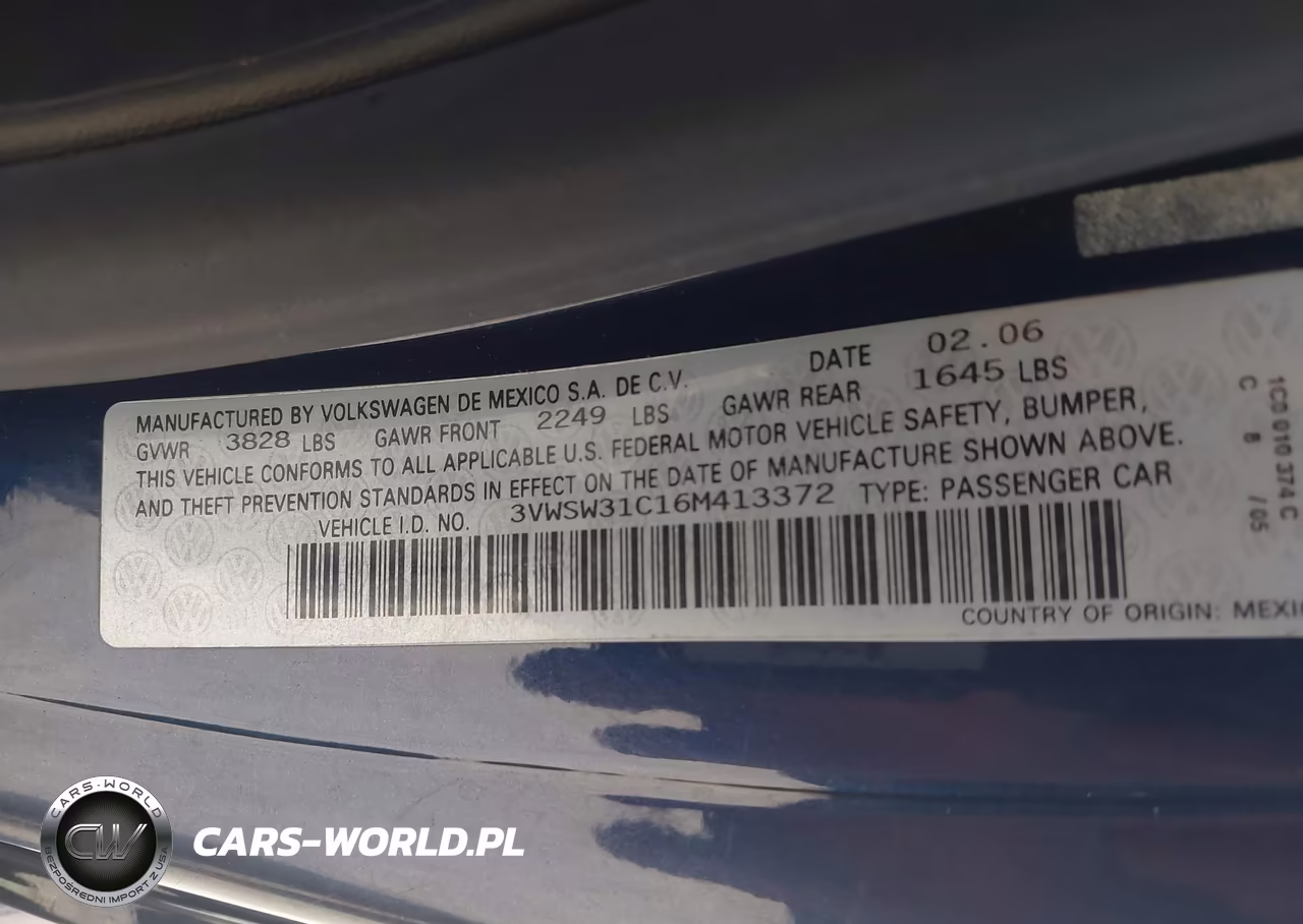 2006 Volkswagen New Beetle 2.5 VIN:3VWSW31C16M413372 - 9
