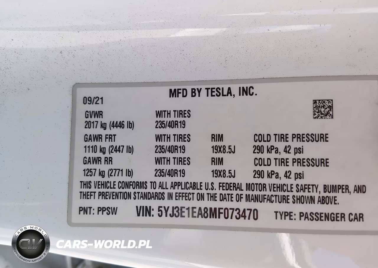2021 Tesla Model 3 Standard Range Plus Rear-Wheel Drive VIN:5YJ3E1EA8MF073470 - 9
