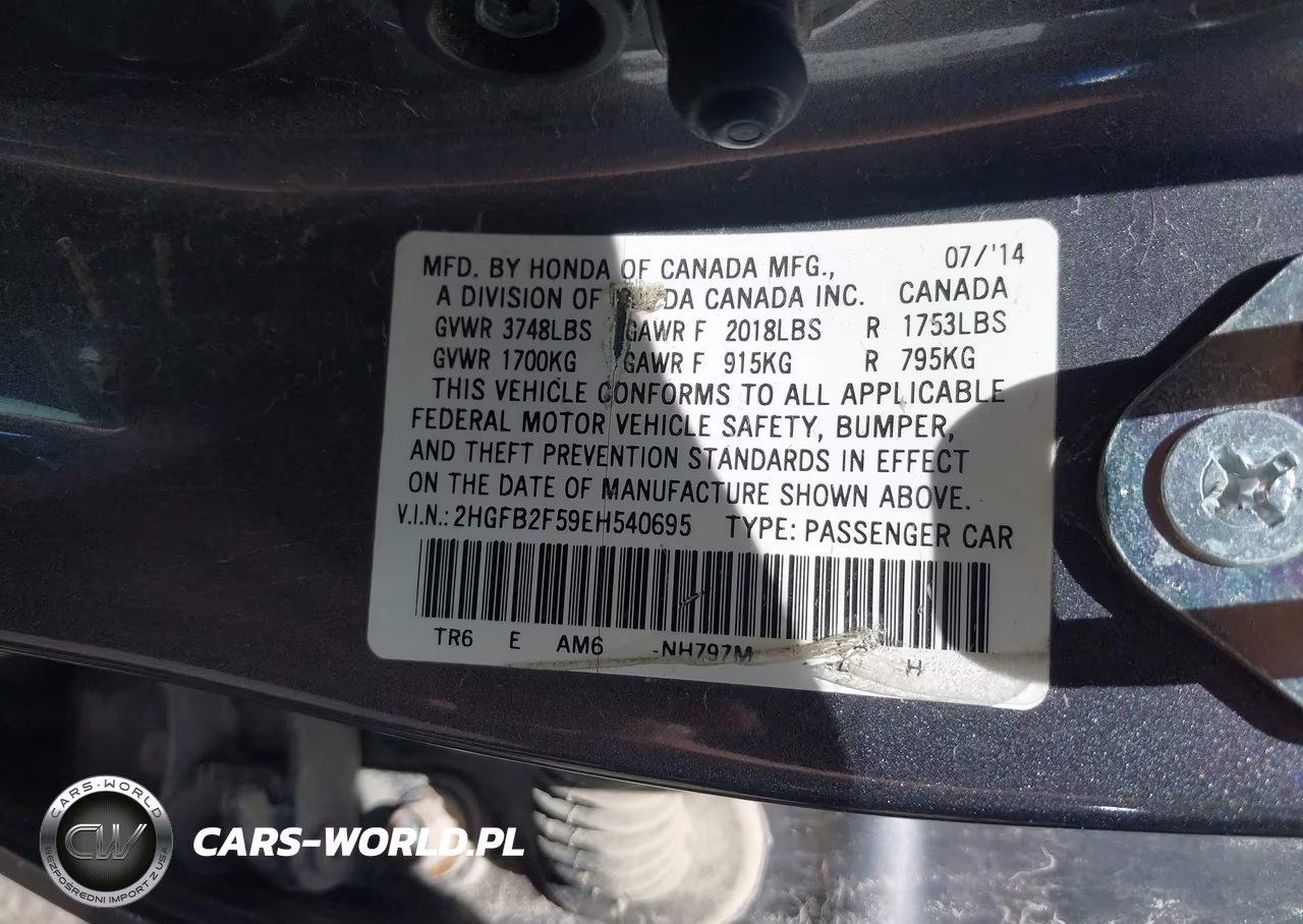 2014 Honda Civic Lx VIN:2HGFB2F59EH540695 - 9