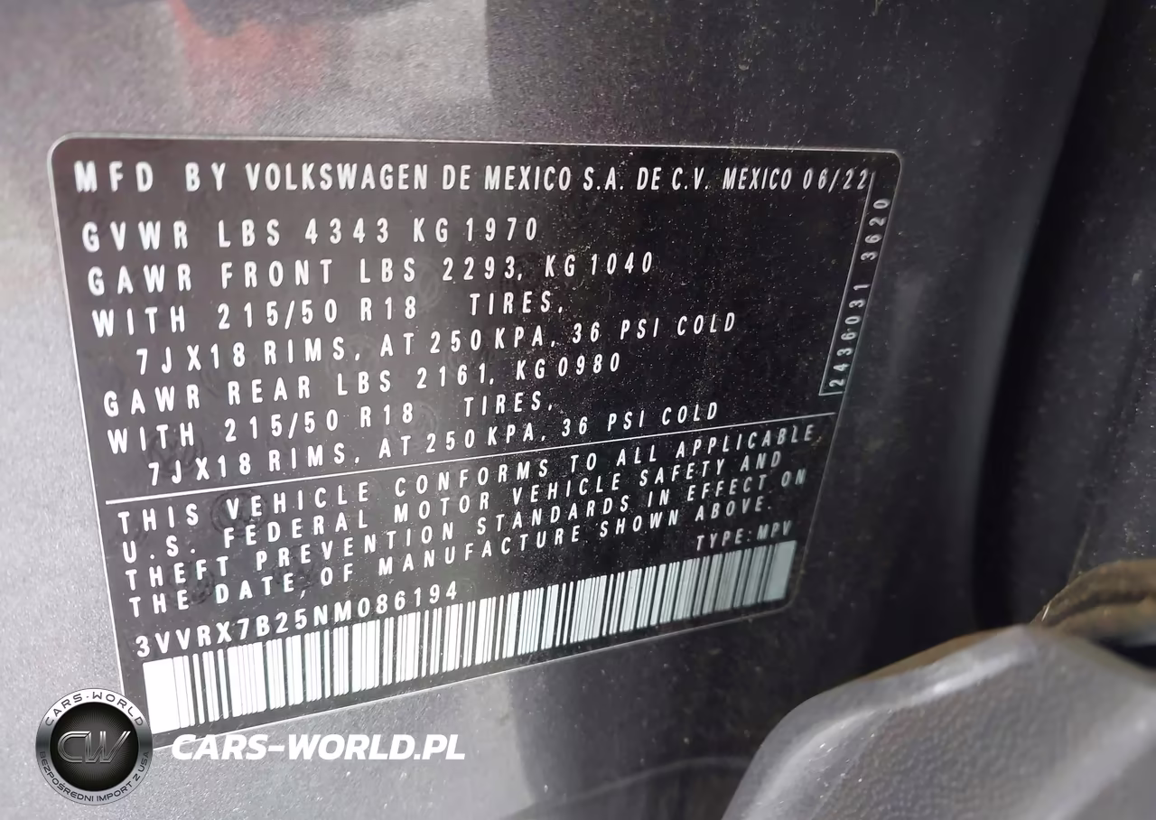 2022 Volkswagen Taos 1.5T Se VIN:3VVRX7B25NM086194 - 9