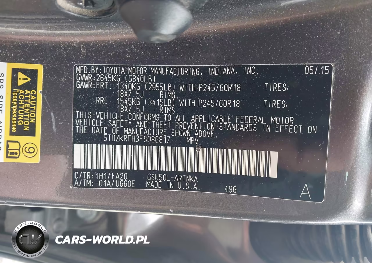 2015 Toyota Highlander Le Plus V6 VIN:5TDZKRFH3FS086817 - 9