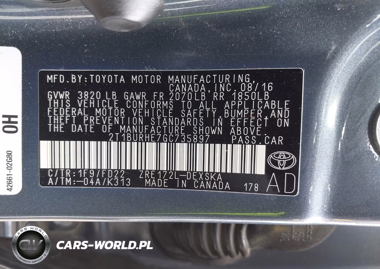2016 Toyota Corolla S Plus VIN:2T1BURHE7GC735897 - 9