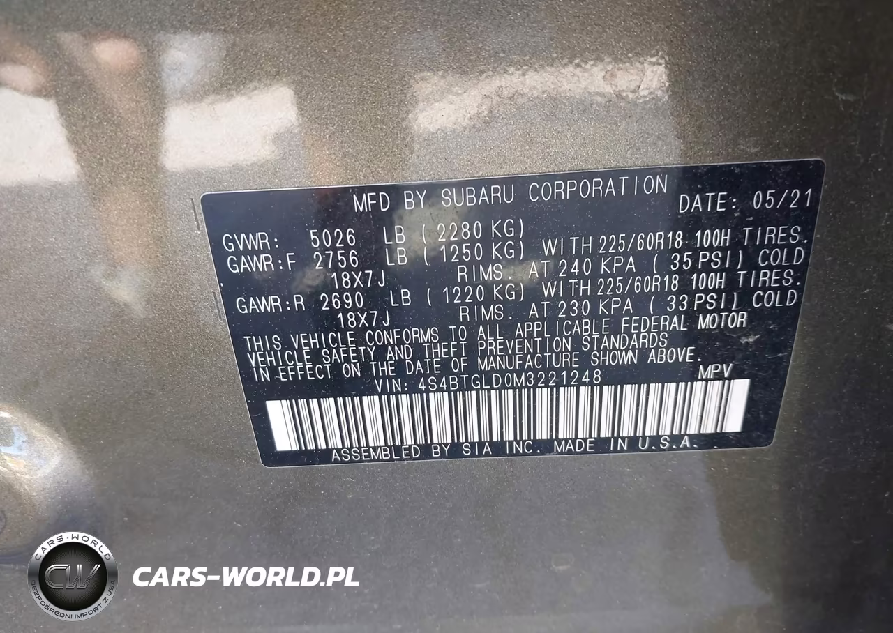 2021 Subaru Outback Onyx Edition Xt VIN:4S4BTGLD0M3221248 - 9