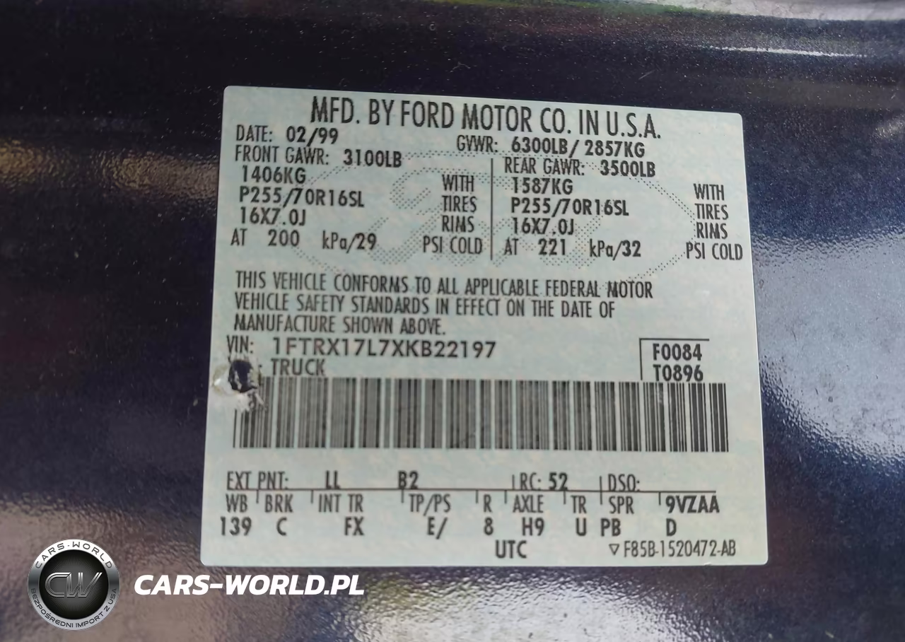 1999 Ford F-150 Lariat-Xl-Xlt VIN:1FTRX17L7XKB22197 - 9