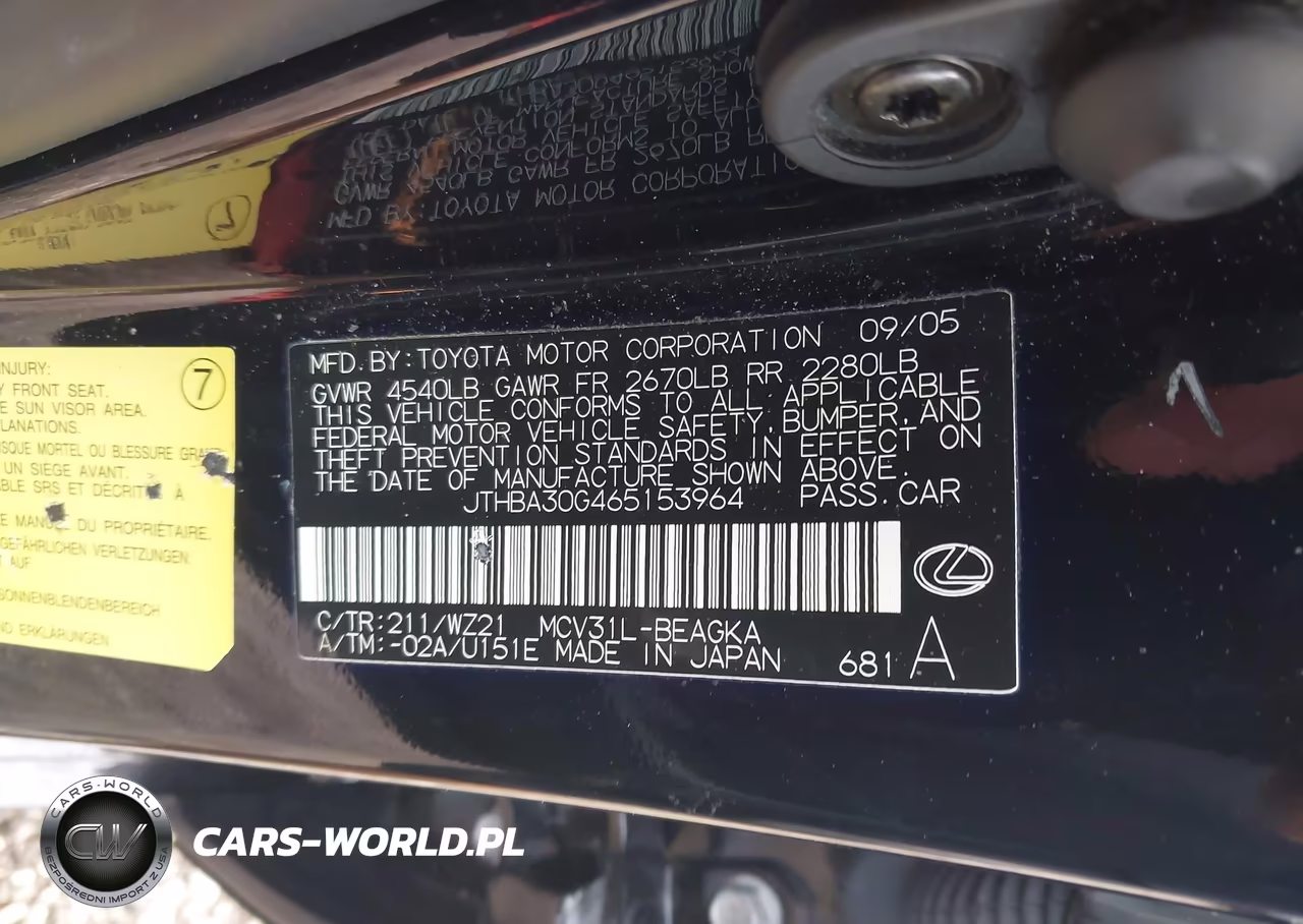 2006 Lexus Es 330 VIN:JTHBA30G465153964 - 9