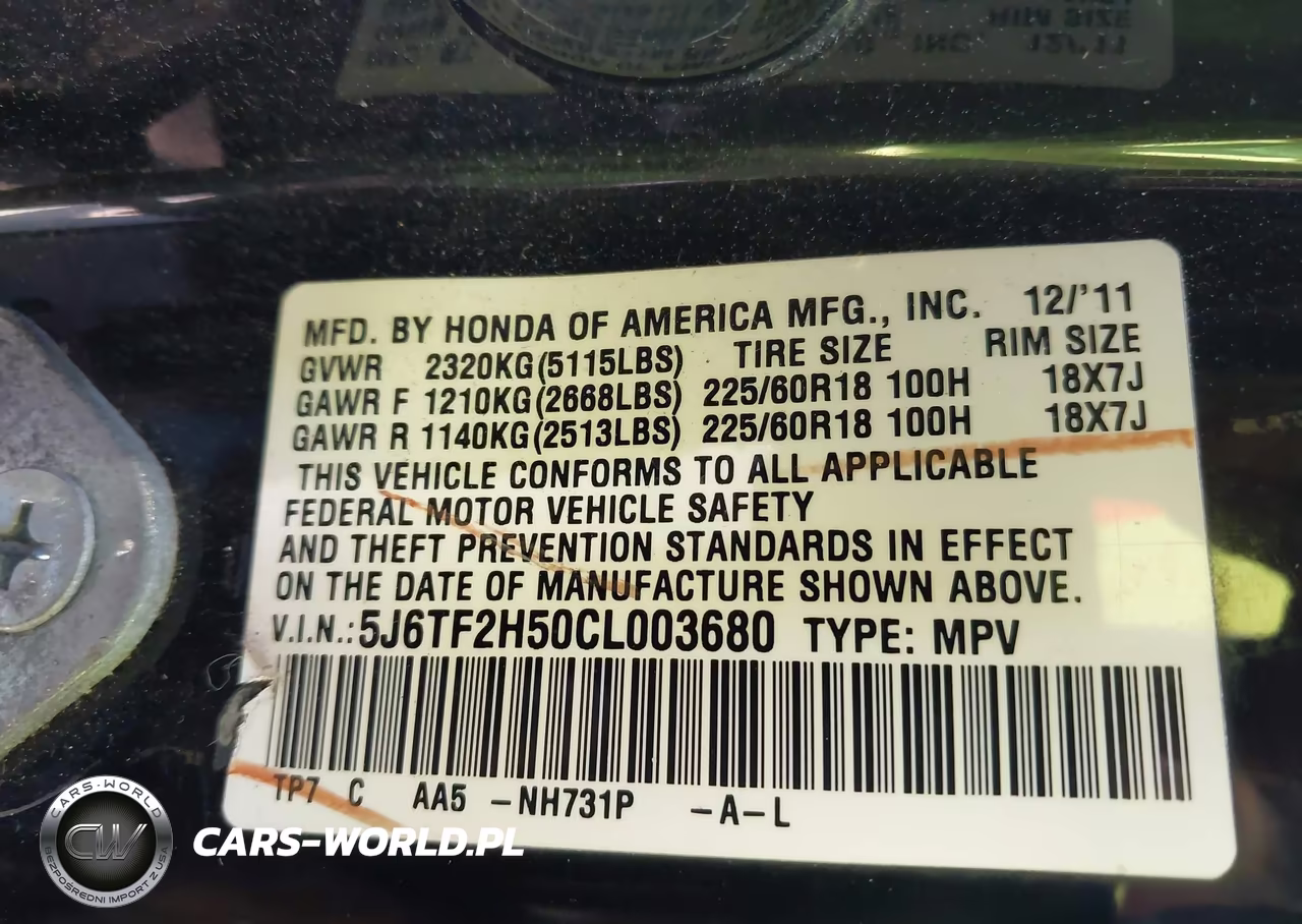 2012 Honda Crosstour Ex-L VIN:5J6TF2H50CL003680 - 9