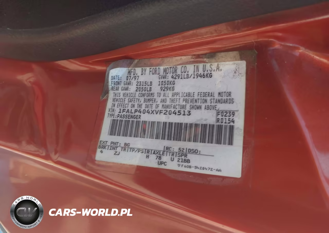 1997 Ford Mustang VIN:1FALP404XVF204513 - 9