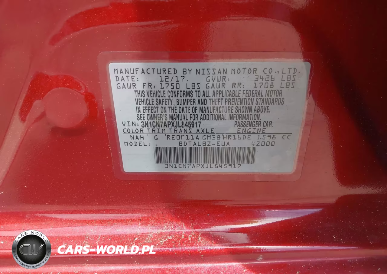 2018 Nissan Versa 1.6 Sv VIN:3N1CN7APXJL845917 - 9