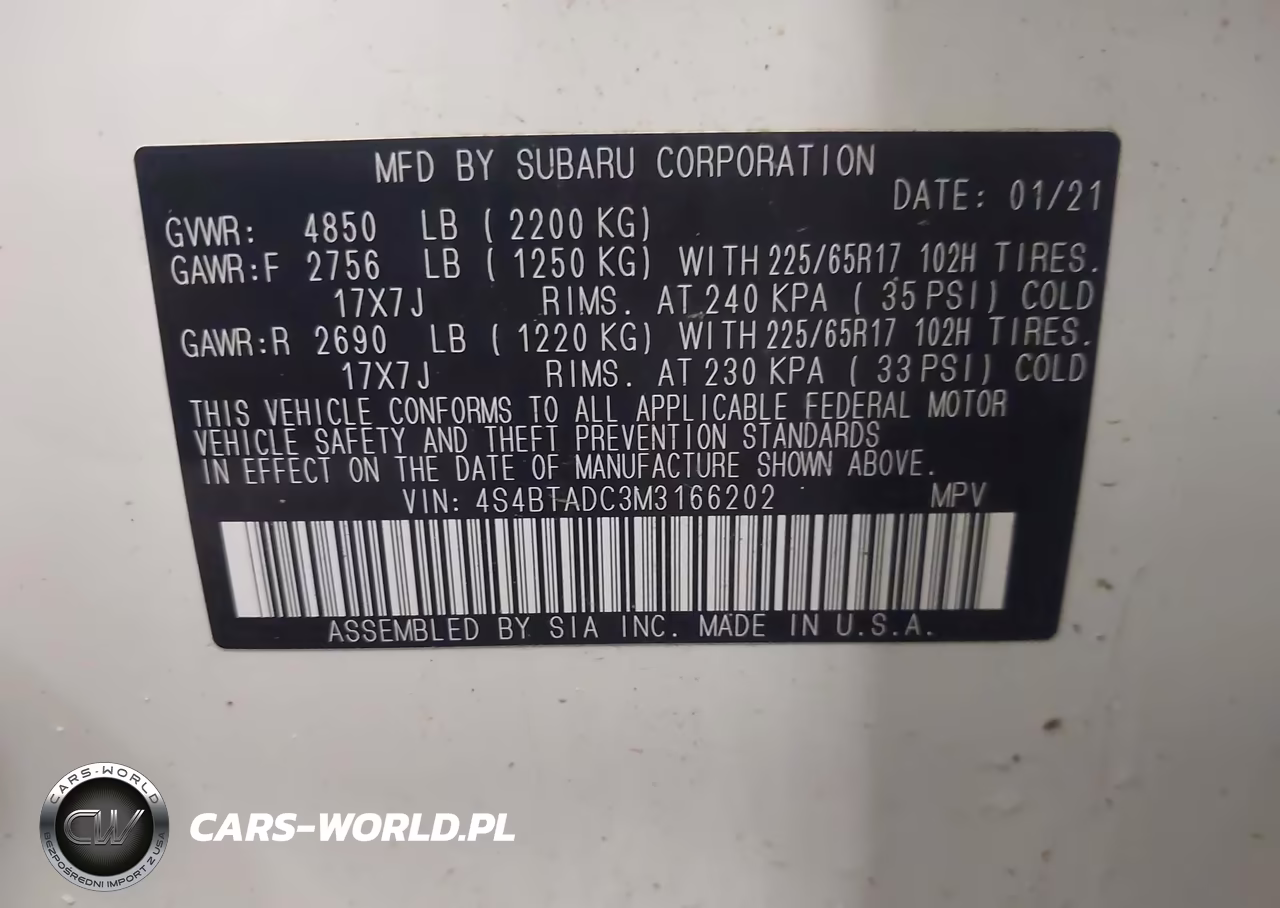 2021 Subaru Outback Premium VIN:4S4BTADC3M3166202 - 9