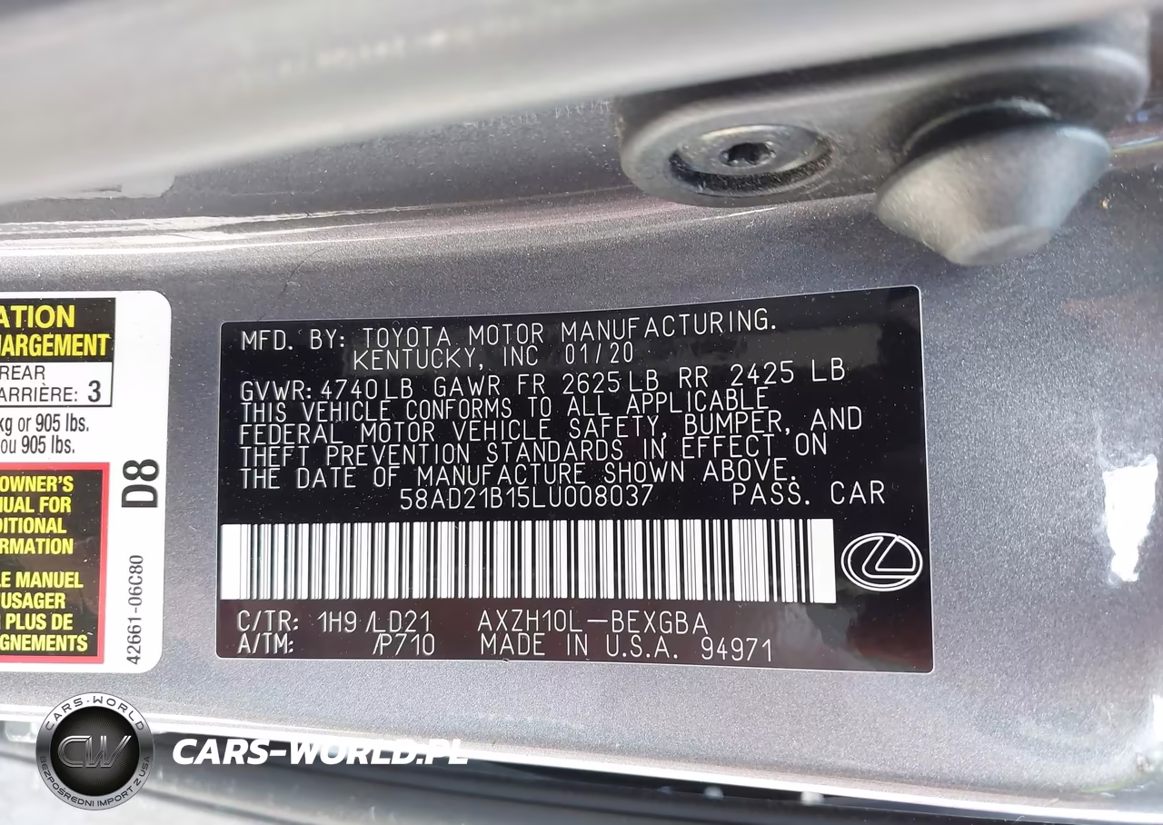 2020 Lexus Es 300H VIN:58AD21B15LU008037 - 9