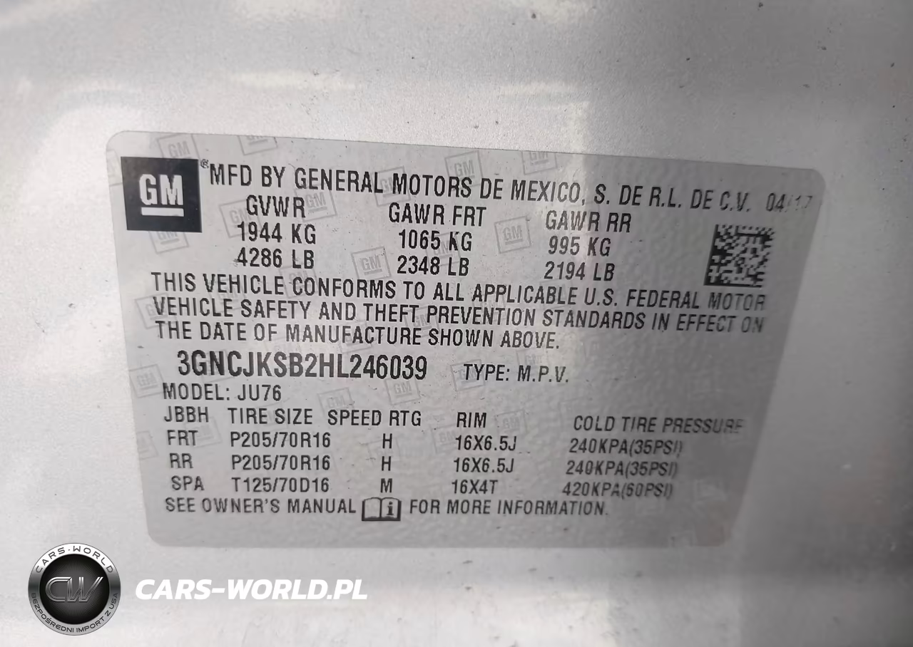 2017 Chevrolet Trax Ls VIN:3GNCJKSB2HL246039 - 9