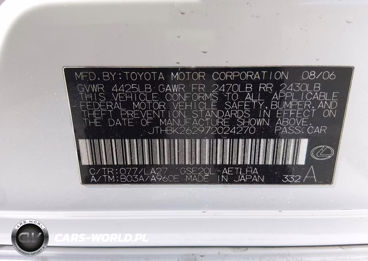 2007 Lexus Is 250 VIN:JTHBK262972024270 - 9