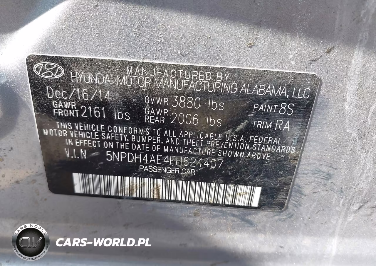 2015 Hyundai Elantra Se VIN:5NPDH4AE4FH624407 - 9