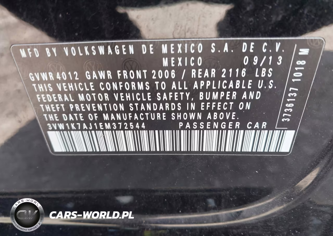 2014 Volkswagen Jetta 2.0L S VIN:3VW1K7AJ1EM372544 - 9