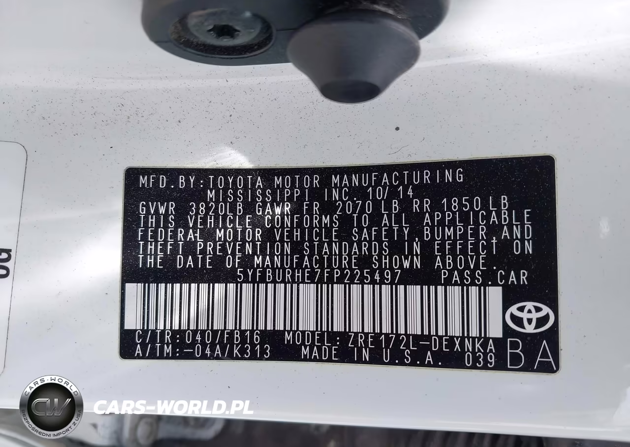 2015 Toyota Corolla Le Plus VIN:5YFBURHE7FP225497 - 9