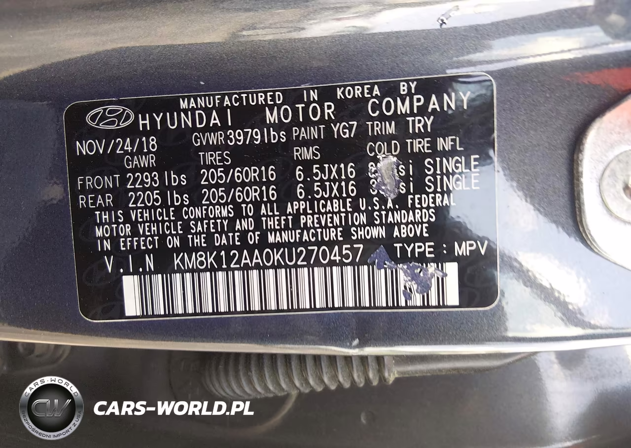 2019 Hyundai Kona Se VIN:KM8K12AA0KU270457 - 9
