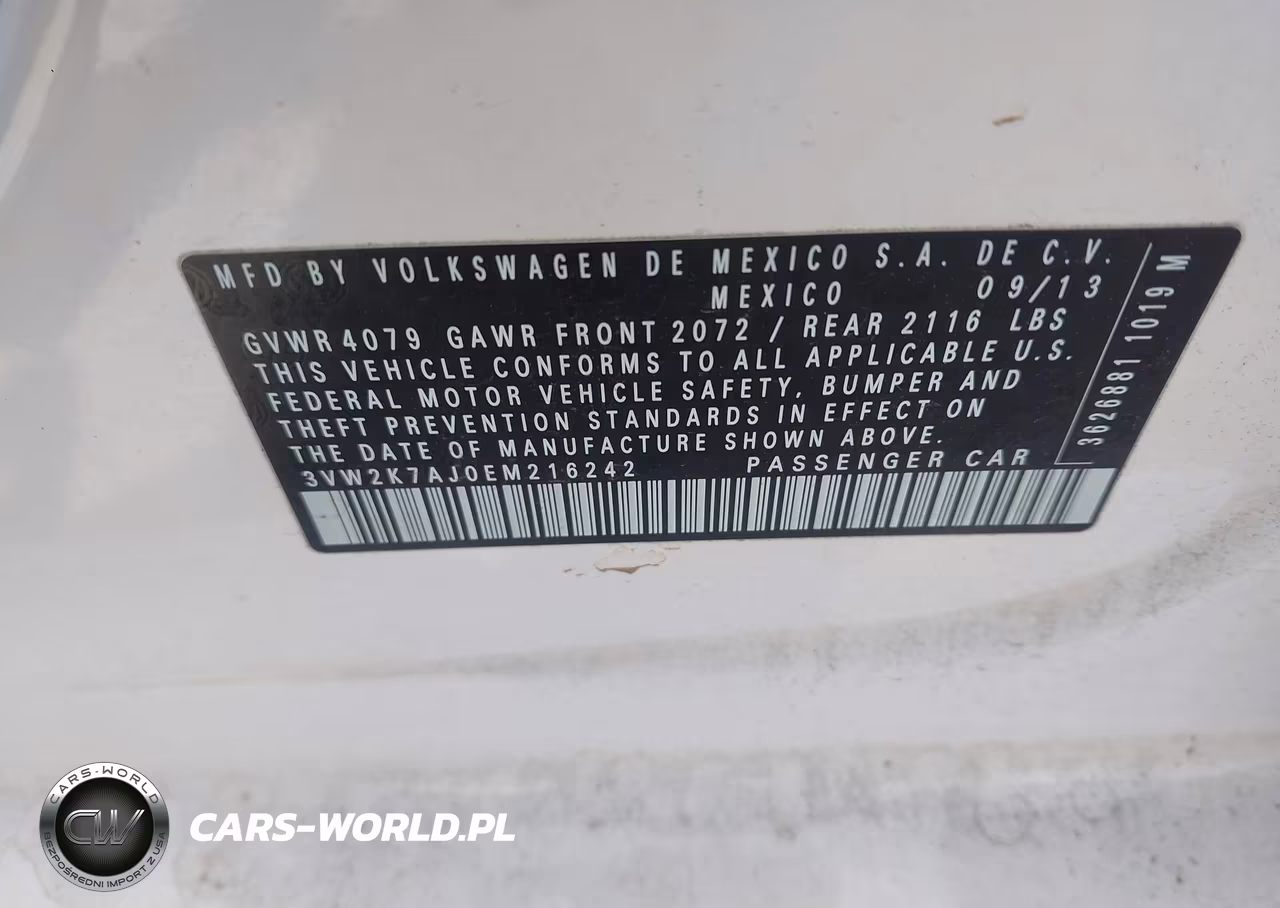 2014 Volkswagen Jetta 2.0L S VIN:3VW2K7AJ0EM216242 - 9