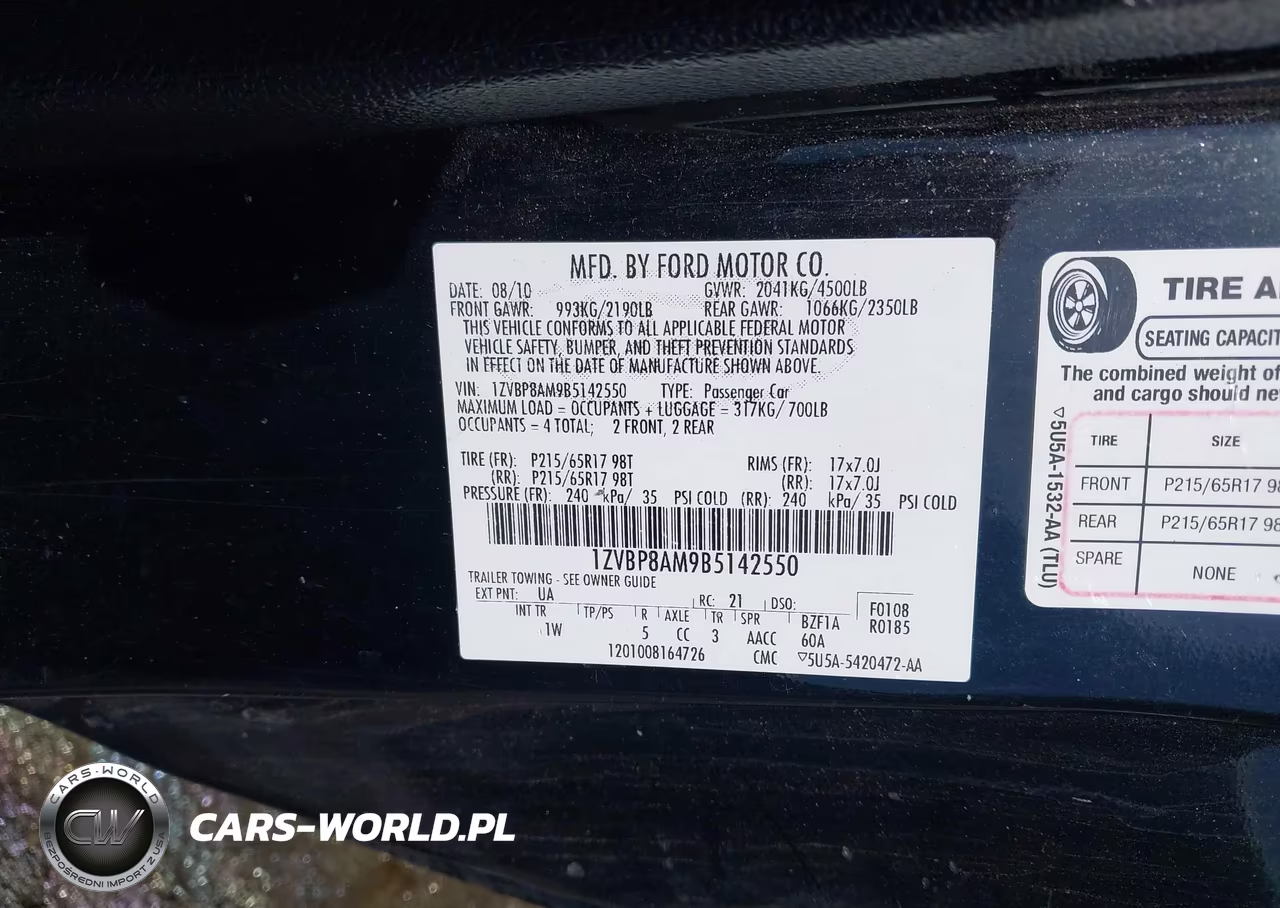 2011 Ford Mustang V6-V6 Premium VIN:1ZVBP8AM9B5142550 - 9