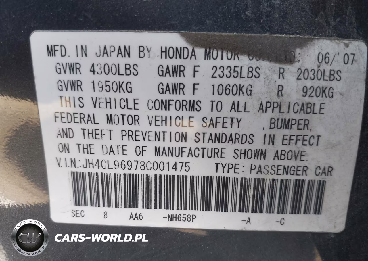 2008 Acura Tsx VIN:JH4CL96978C001475 - 9