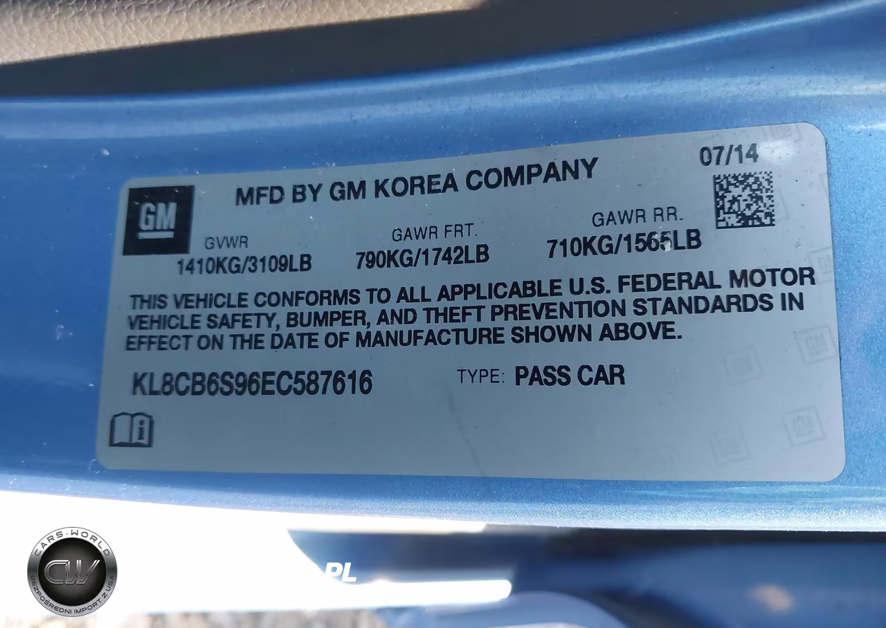 2014 Chevrolet Spark Ls Auto VIN:KL8CB6S96EC587616 - 9