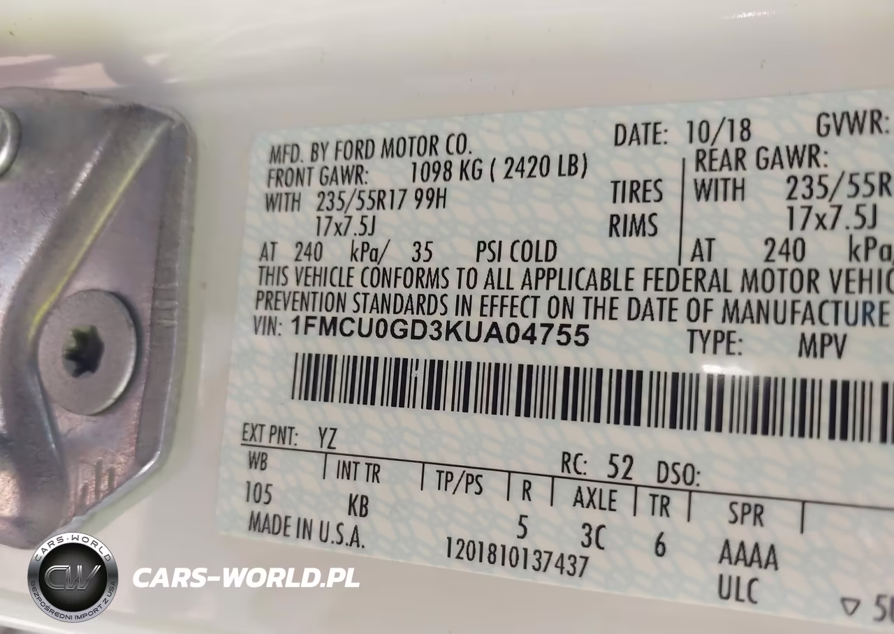 2019 Ford Escape Se VIN:1FMCU0GD3KUA04755 - 9