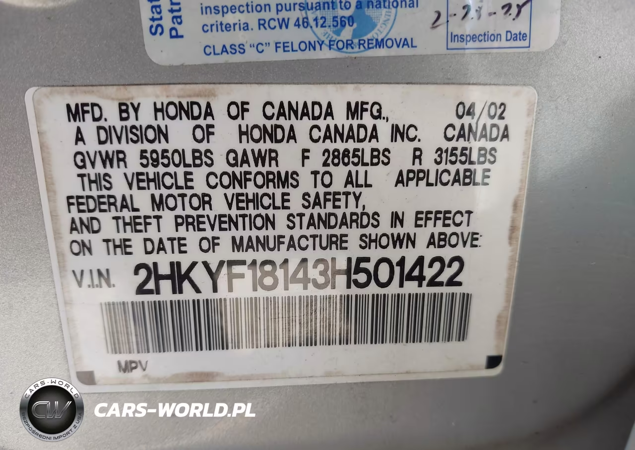 2003 Honda Pilot Lx VIN:2HKYF18143H501422 - 9