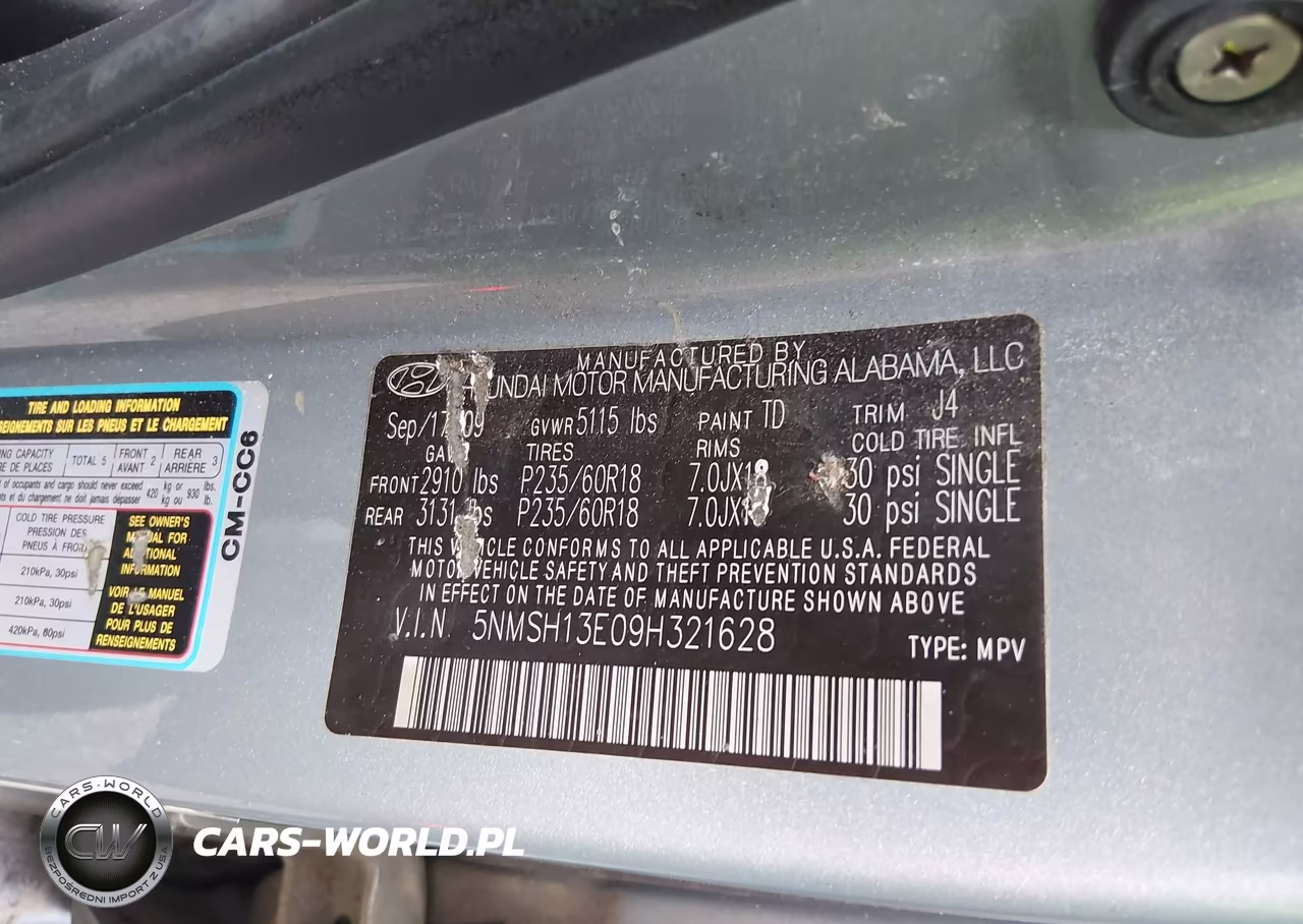 2009 Hyundai Santa Fe Se VIN:5NMSH13E09H321628 - 9