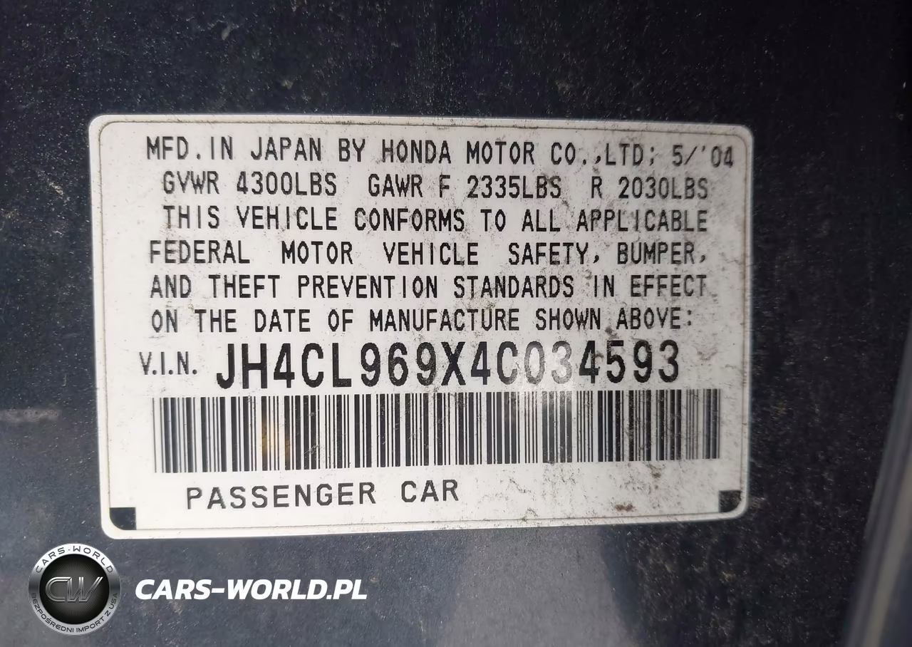 2004 Acura Tsx VIN:JH4CL969X4C034593 - 9