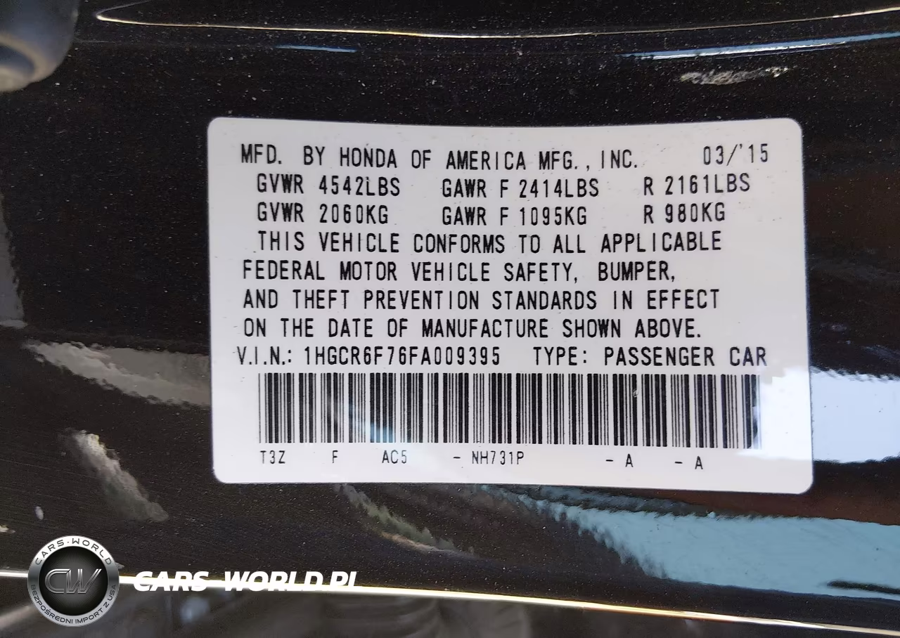 2015 Honda Accord Hybrid Touring VIN:1HGCR6F76FA009395 - 9