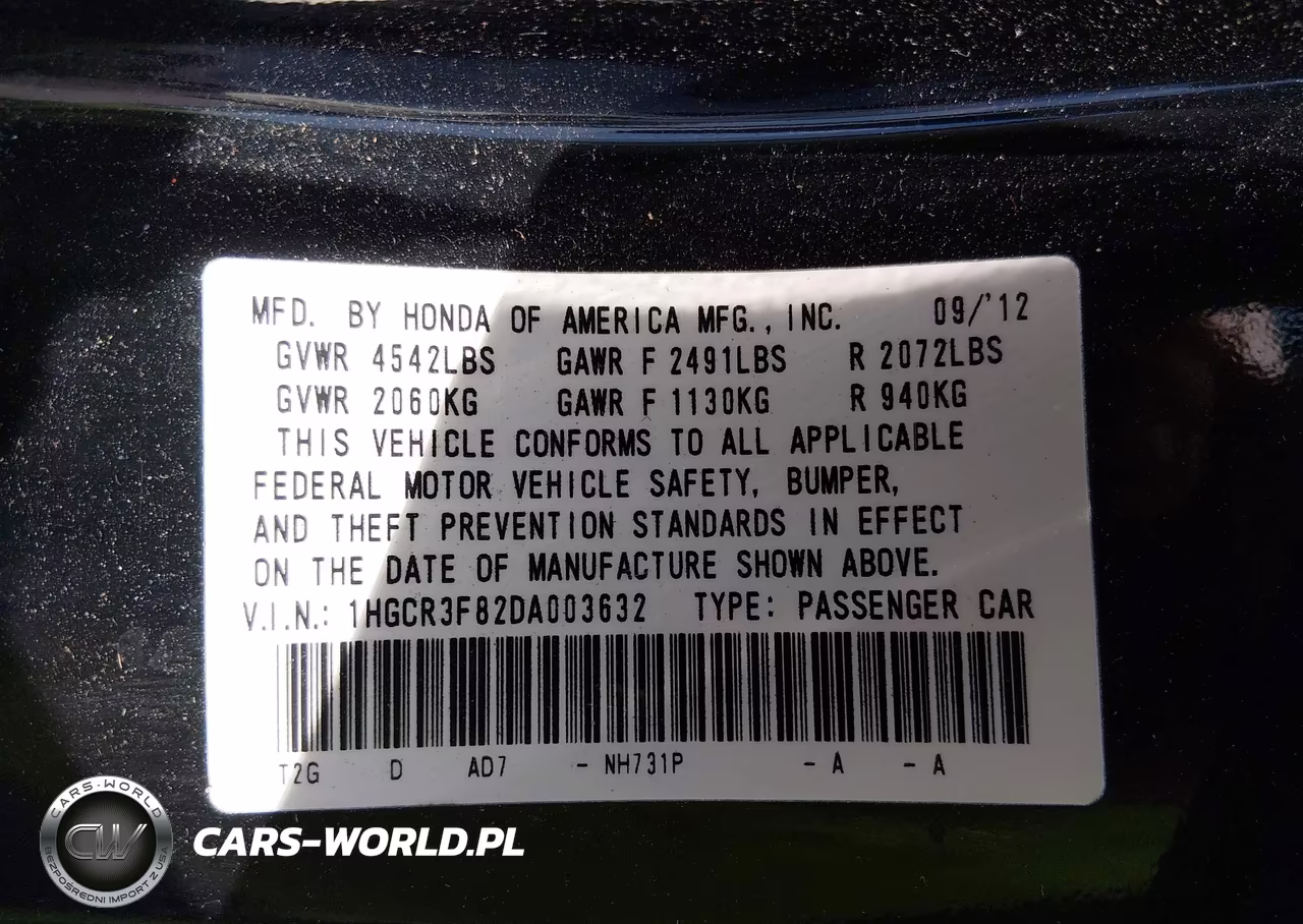 2013 Honda Accord Ex-L V-6 VIN:1HGCR3F82DA003632 - 9