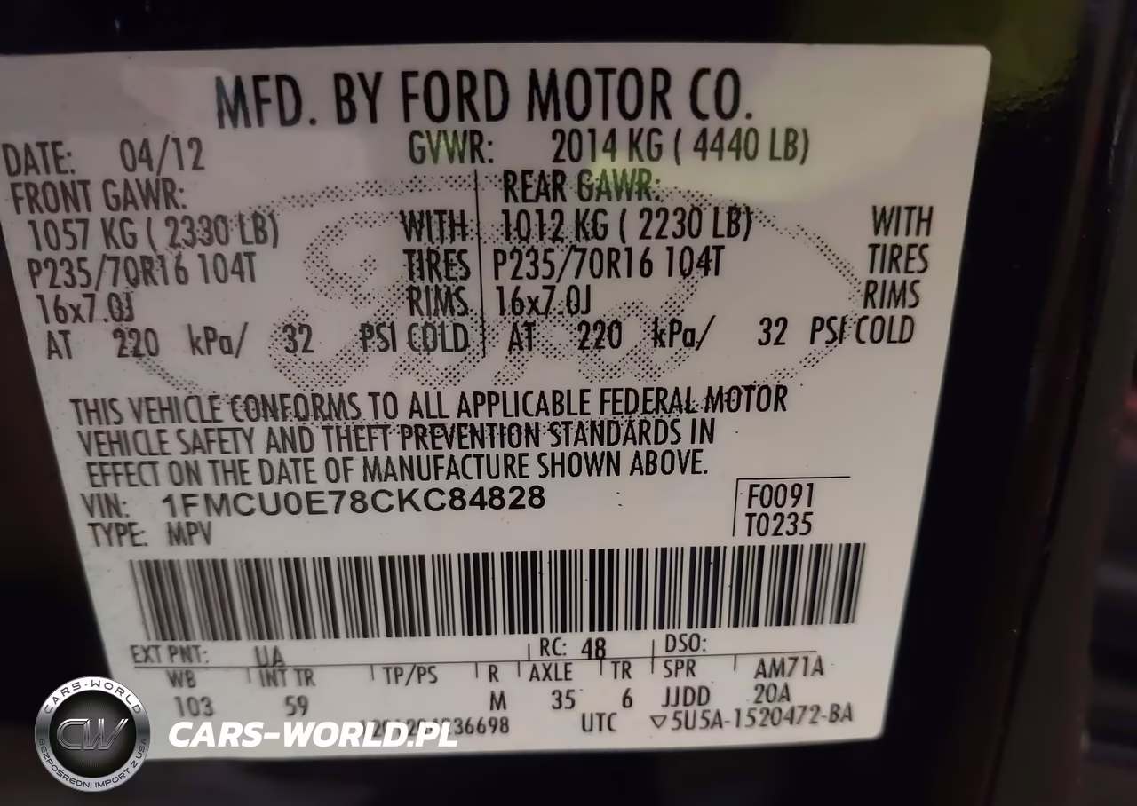 2012 Ford Escape Limited VIN:1FMCU0E78CKC84828 - 9