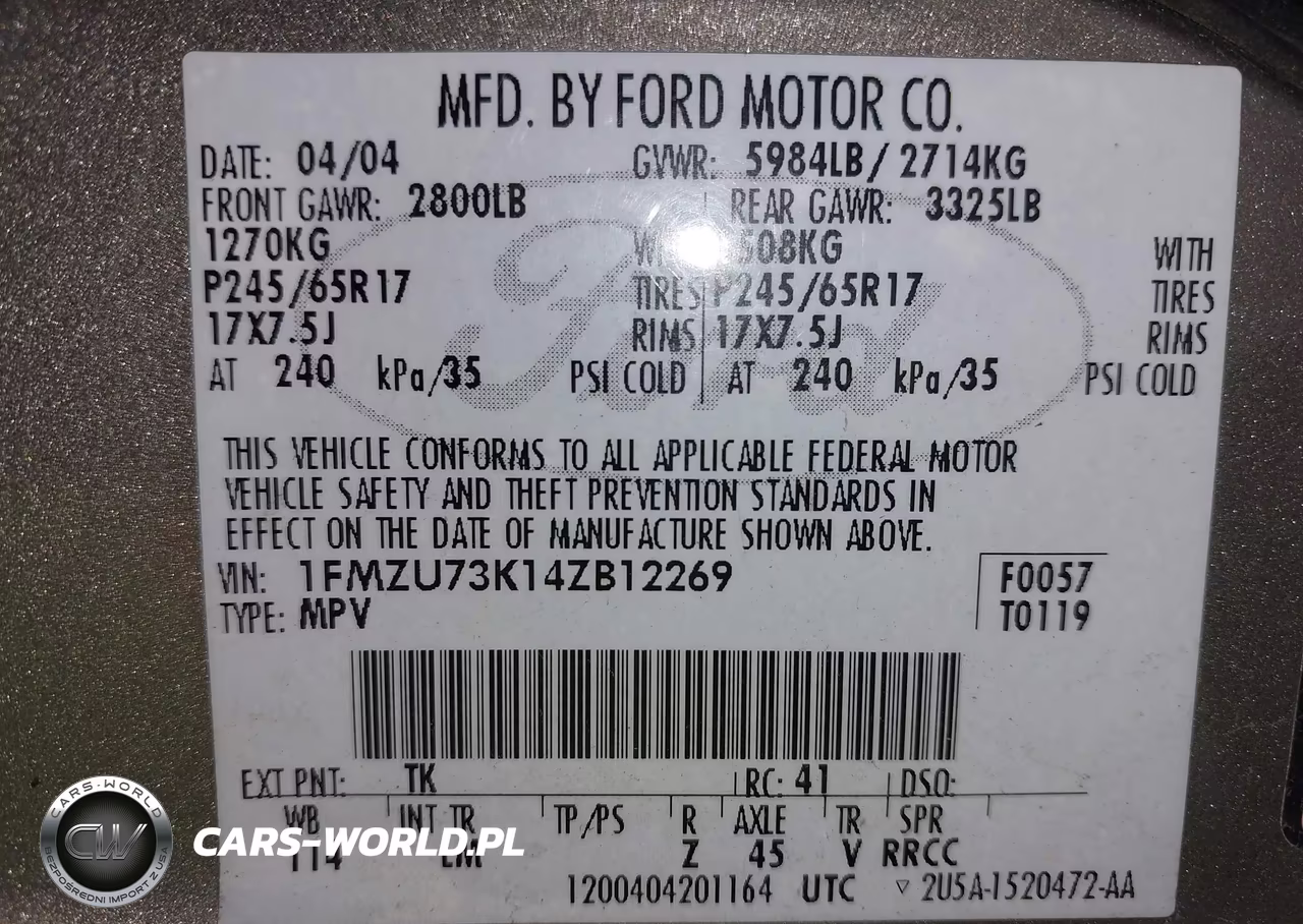 2004 Ford Explorer Nbx-Xlt VIN:1FMZU73K14ZB12269 - 9
