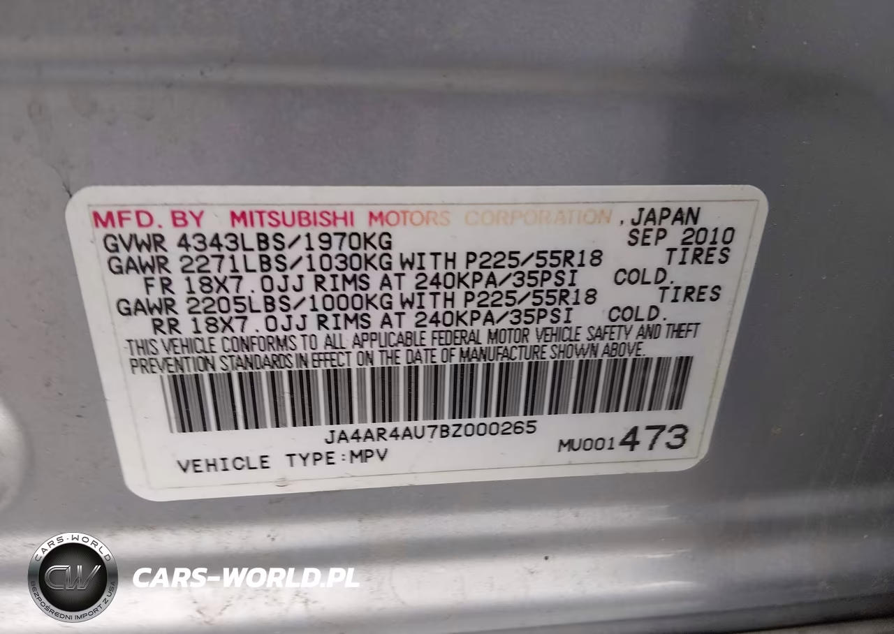 2011 Mitsubishi Outlander Sport Se VIN:JA4AR4AU7BZ000265 - 9