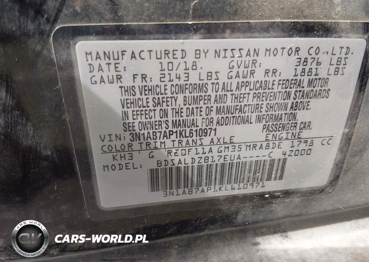 2019 Nissan Sentra Sv VIN:3N1AB7AP1KL610971 - 9