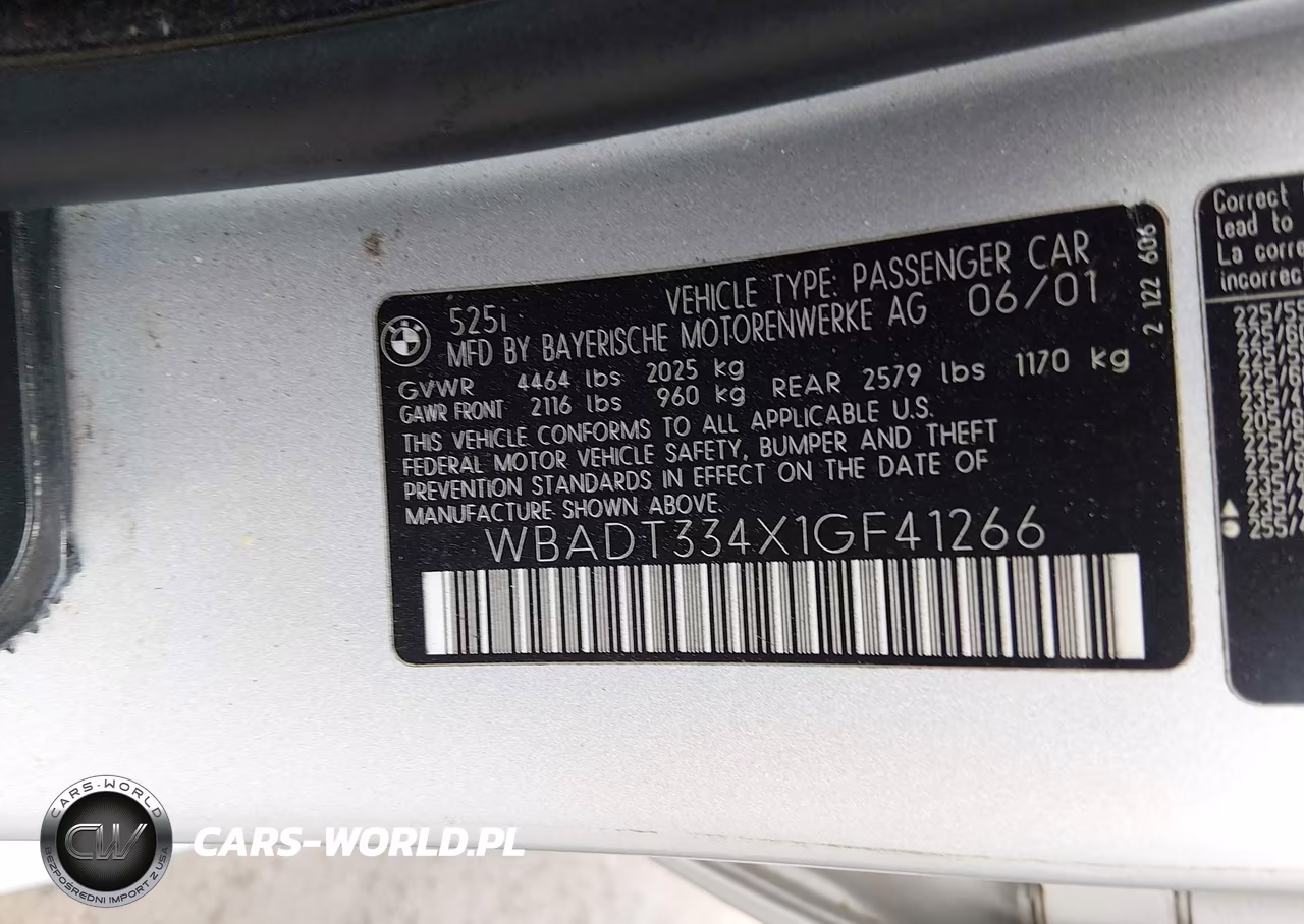 2001 BMW 525I VIN:WBADT334X1GF41266 - 9
