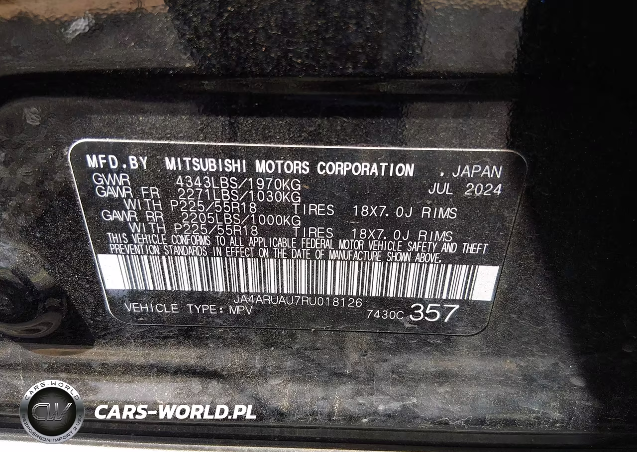 2024 Mitsubishi Outlander Sport 2.0 Es Awc-2.0 Le Awc-2.0 Ralliart Awc-2.0 S Awc-2.0 Se Awc-2.0 Trail Edition Awc VIN:JA4ARUAU7RU018126 - 9