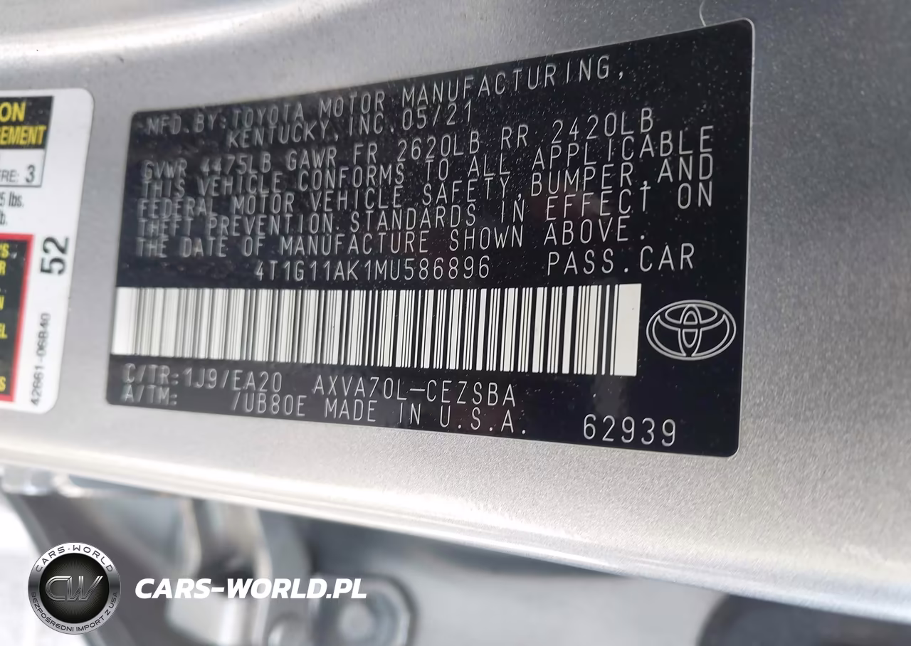 2021 Toyota Camry Se VIN:4T1G11AK1MU586896 - 9