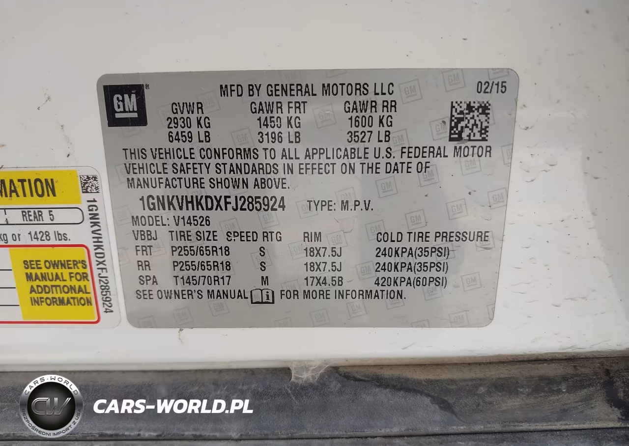 2015 Chevrolet Traverse 2Lt VIN:1GNKVHKDXFJ285924 - 9