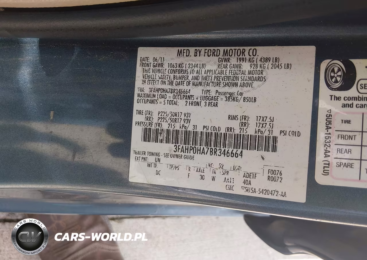 2011 Ford Fusion Se VIN:3FAHP0HA7BR346664 - 9