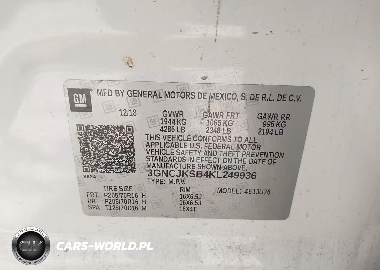 2019 Chevrolet Trax Ls VIN:3GNCJKSB4KL249936 - 9