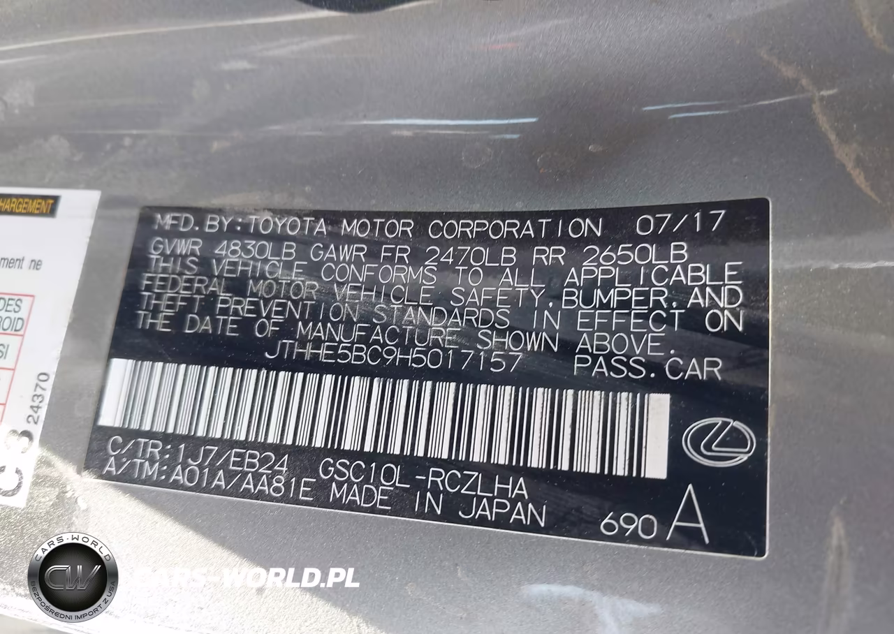2017 Lexus Rc 350 VIN:JTHHE5BC9H5017157 - 9