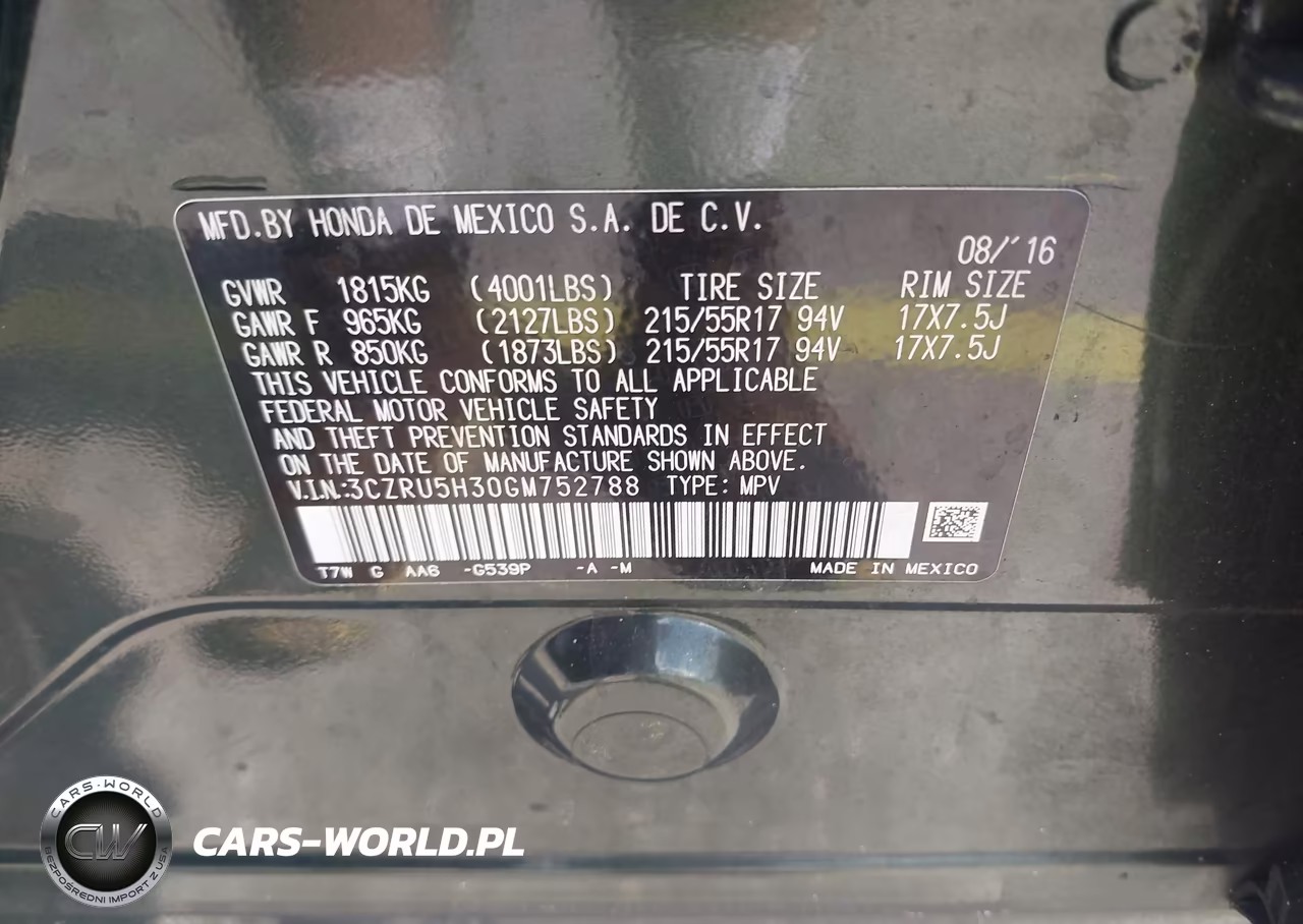 2016 HONDA HR-V LX VIN:3CZRU5H30GM752788 - 9