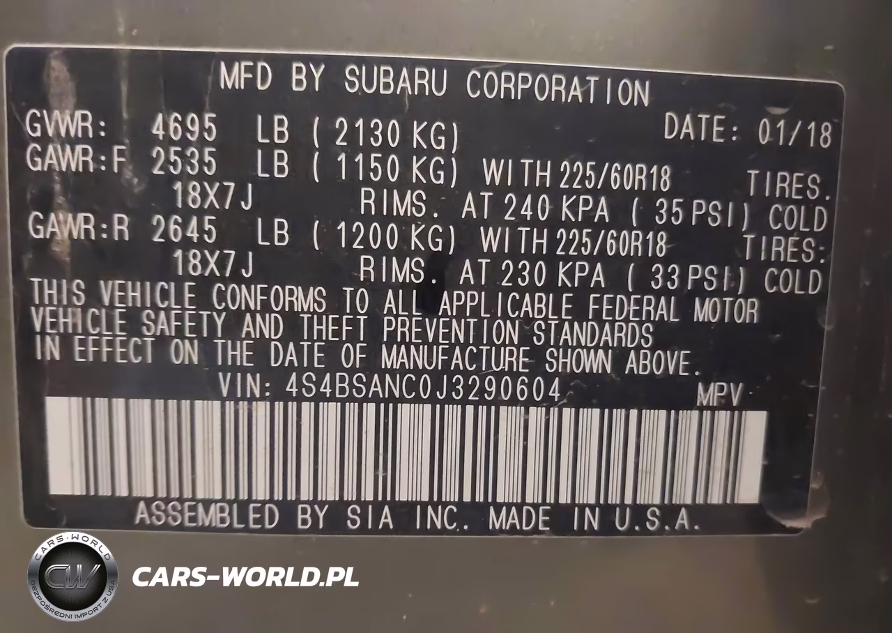 2018 Subaru Outback 2.5I Limited VIN:4S4BSANC0J3290604 - 9