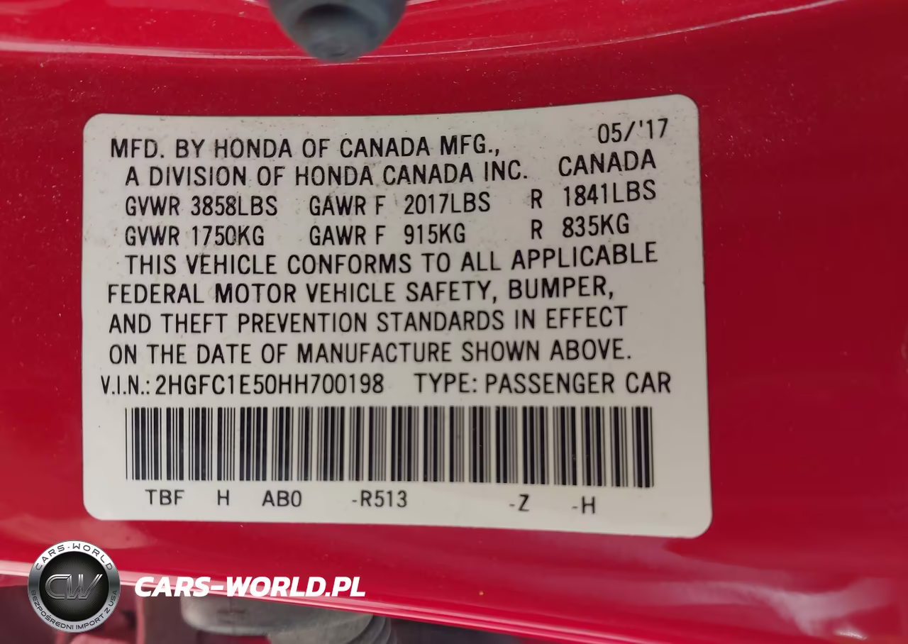 2017 Honda Civic Si VIN:2HGFC1E50HH700198 - 9