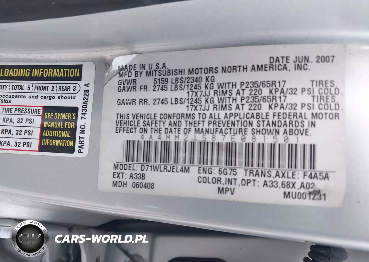 2007 Mitsubishi Endeavor Ls VIN:4A4MM21S87E081501 - 9