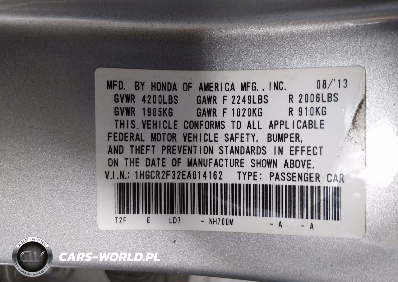 2014 Honda Accord Lx VIN:1HGCR2F32EA014162 - 9