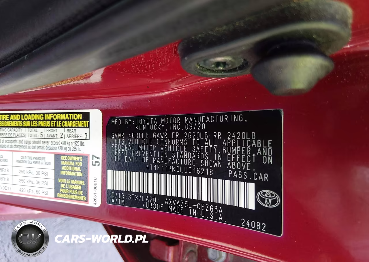 2020 Toyota Camry Xle Awd VIN:4T1F11BK0LU016218 - 9