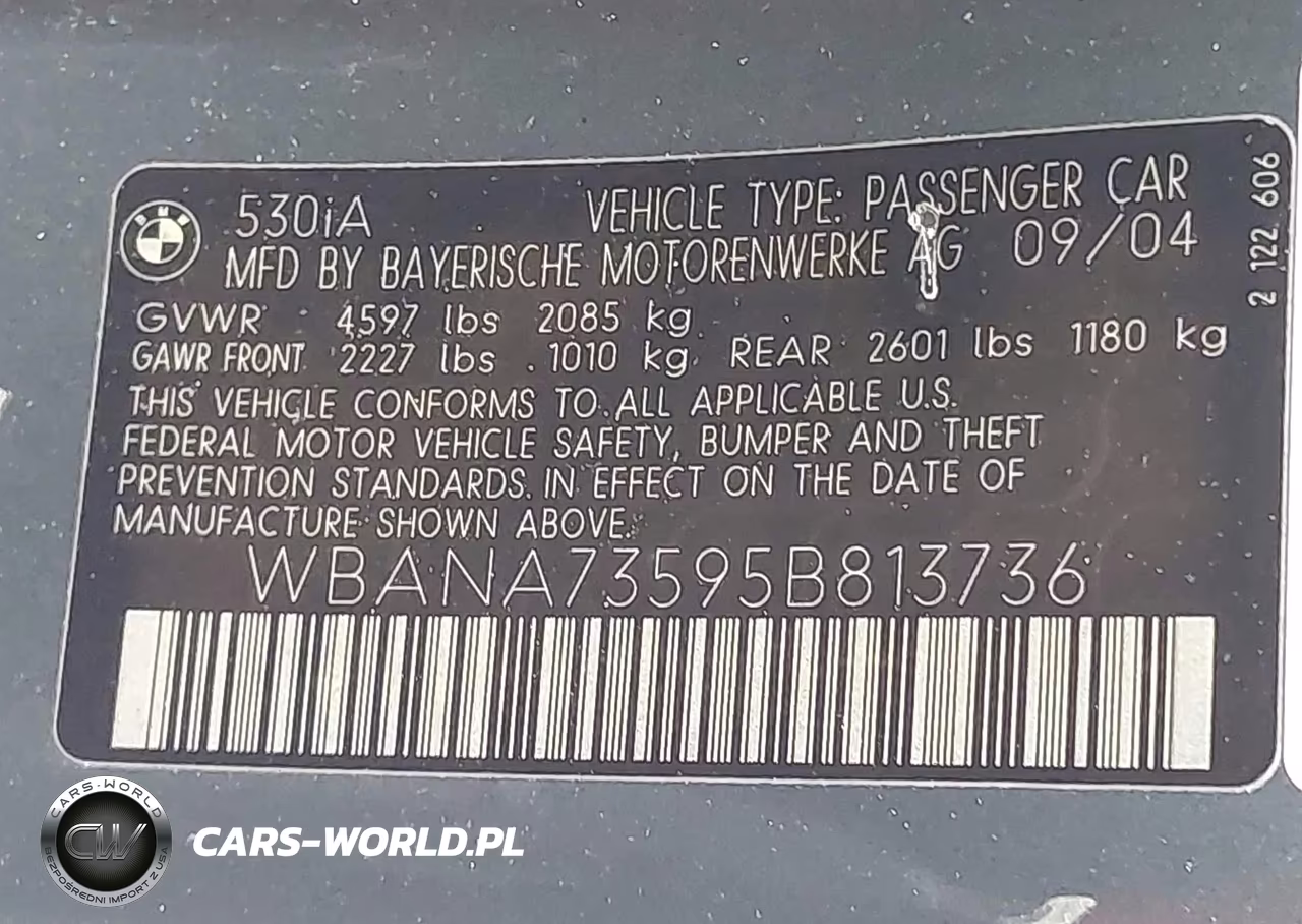 2005 BMW 530I VIN:WBANA73595B813736 - 9